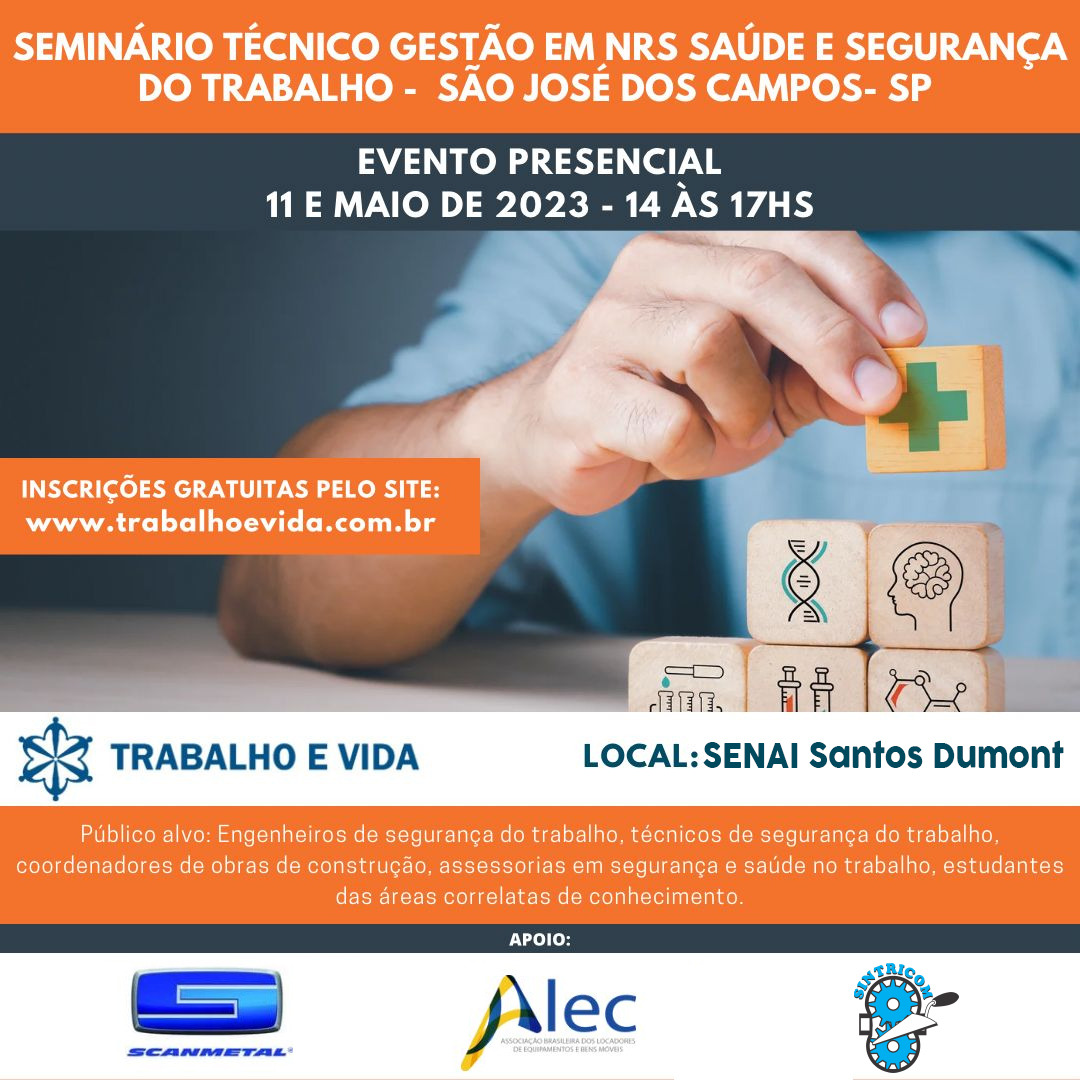 Sintricom apoia seminário de segurança no trabalho, que acontecerá no Senai, de São José dos Campos
