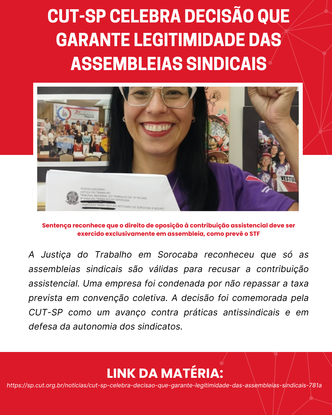 CUT-SP celebra decisão que garante legitimidade das assembleias sindicais